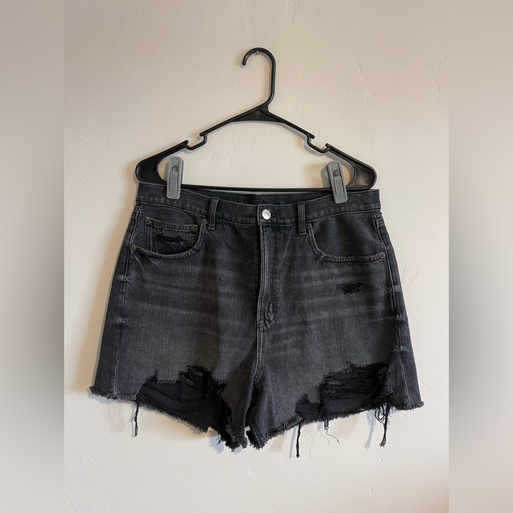 American Eagle Distressed Black Denim Shorts